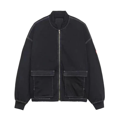 Cav Empt SS22 Black Long Sleeve Jacket with Logo Badge and Stitch Detailing CES21CS17