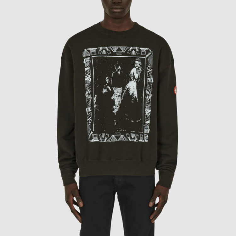 Shop Cav Empt SS22 Movie Print Sweater Unisex Crewneck Pullover Hitam CES21CS01