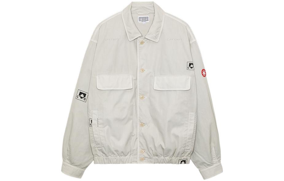 Cav Empt SS22 Solid Color Logo Print Long Sleeve Jacket Beige () CESS2201