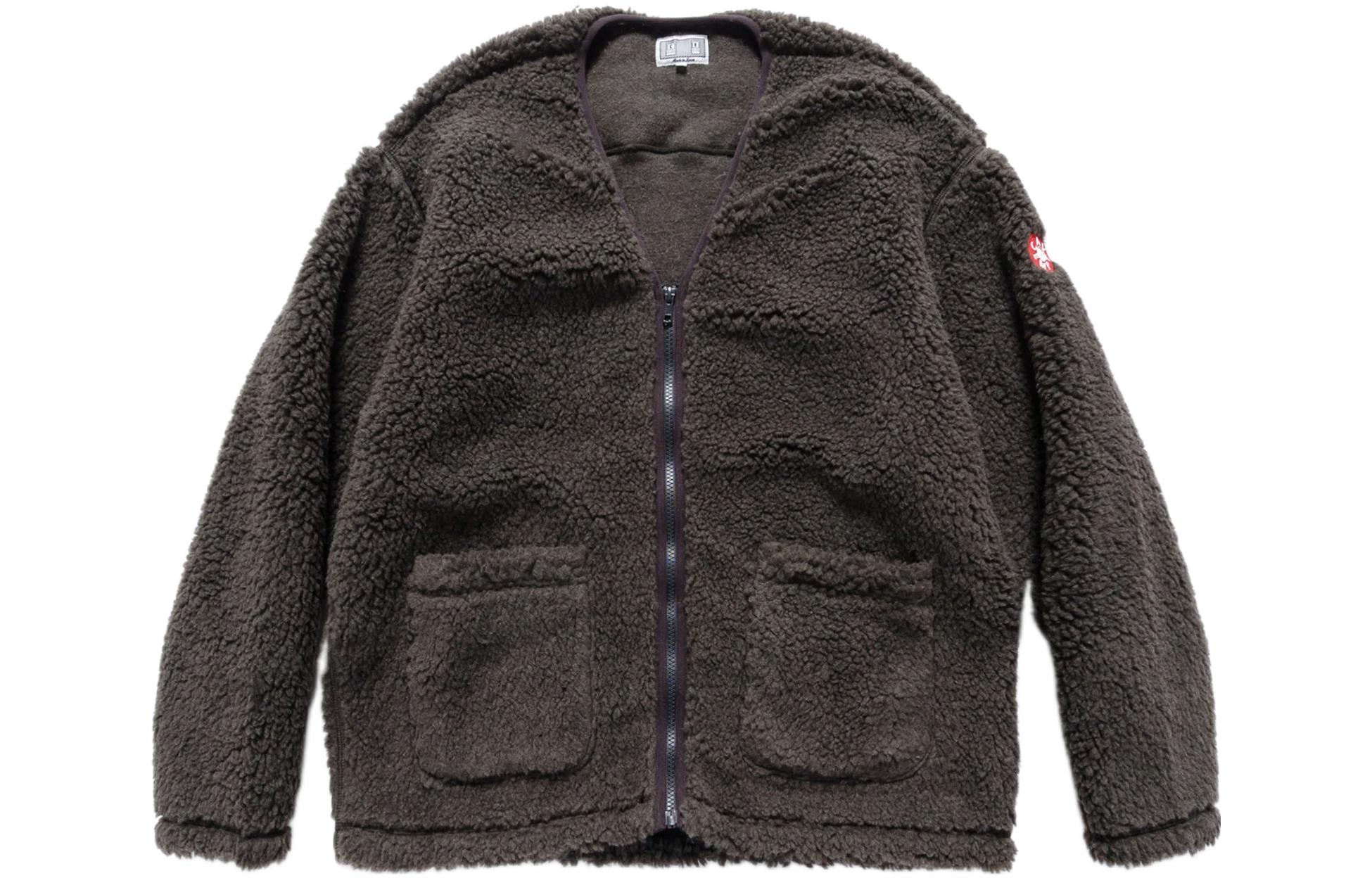 Cav Empt SS22 V-Neck Fleece Zip-Up Jacket Winter Charcoal Grey CES21CS22