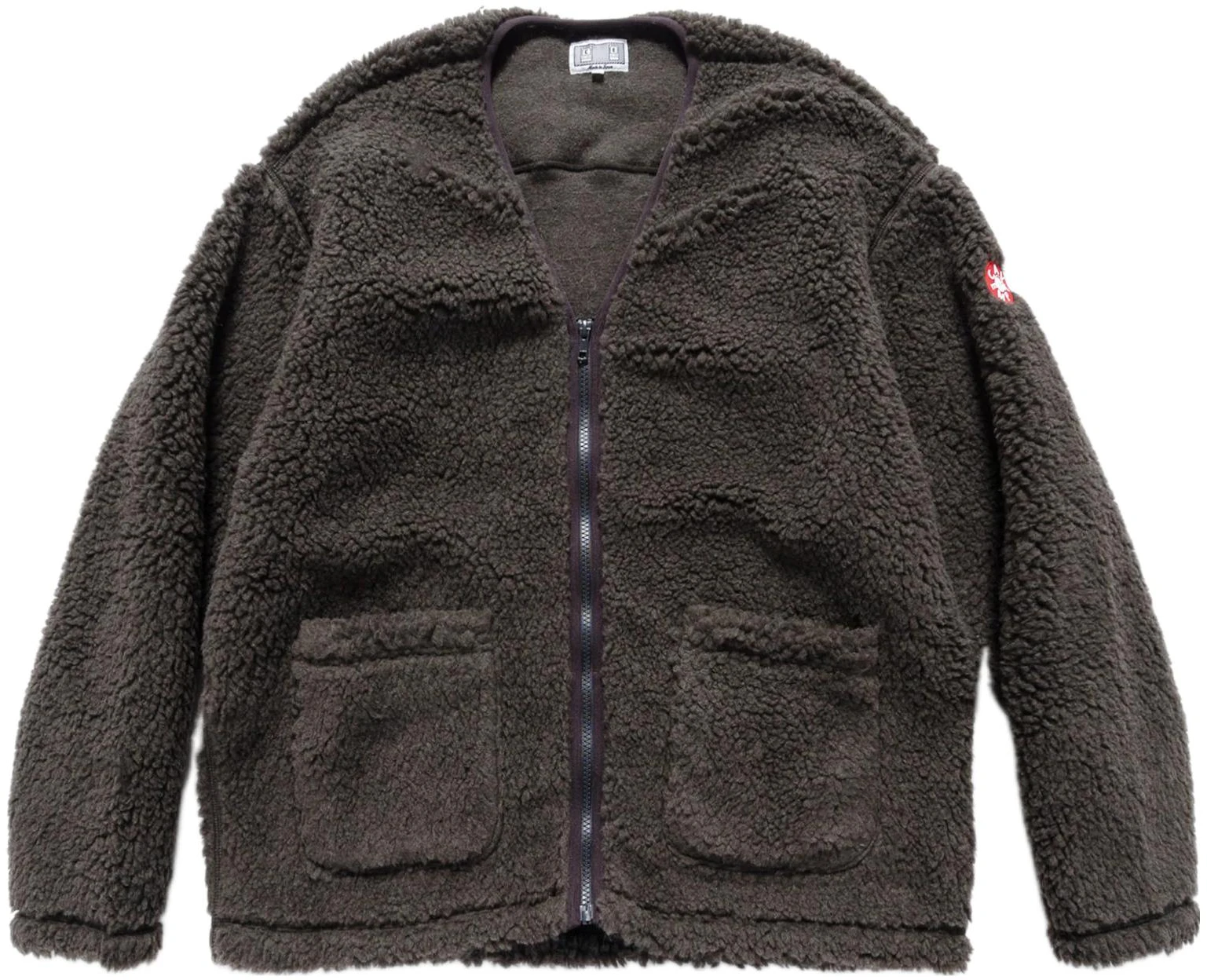 cav-empt-ss-22-v-neck-fleece-zip-up-jacket-winter-charcoal-grey-ces-21-cs-22