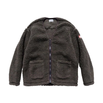 Cav Empt SS22 V-Neck Fleece Zip-Up Jacket Winter Charcoal Grey CES21CS22