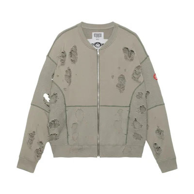 Cav Empt SS23 Distressed Zipper Hoodie in Solid Gray. CES23CS15