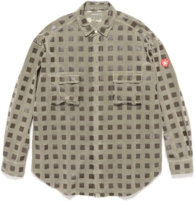 Cav Empt SS23 Long Sleeve Plaid Shirt with Chest Pocket in Khaki. CES22SH06 Buy Cav Empt SS23 Long Sleeve Plaid Shirt with Chest Pocket in Khaki. CES22SH06