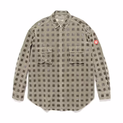 Cav Empt SS23 Long Sleeve Plaid Shirt with Chest Pocket in Khaki. CES22SH06