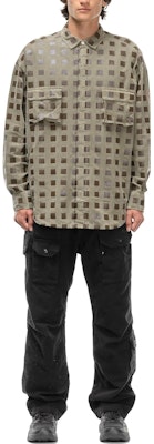 Cav Empt SS23 Long Sleeve Plaid Shirt with Chest Pocket in Khaki. CES22SH06 Lookbook Cav Empt SS23 Long Sleeve Plaid Shirt with Chest Pocket in Khaki. CES22SH06