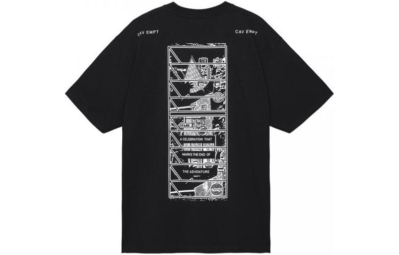 Cav Empt SS23 Abstract Graphic Loose Fit Black Crewneck Tee . CES23T09