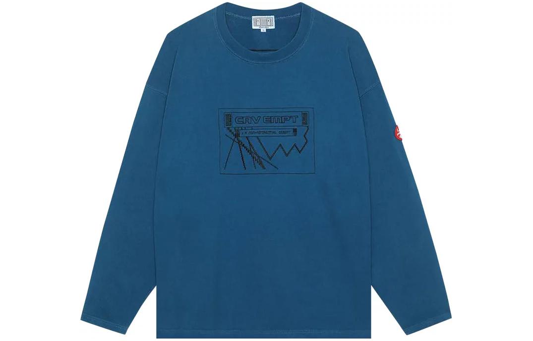 Cav Empt SS23 Blue Letter Graphic Crewneck Loose Long-Sleeve Sweatshirt Men CES23LT04-NAVY