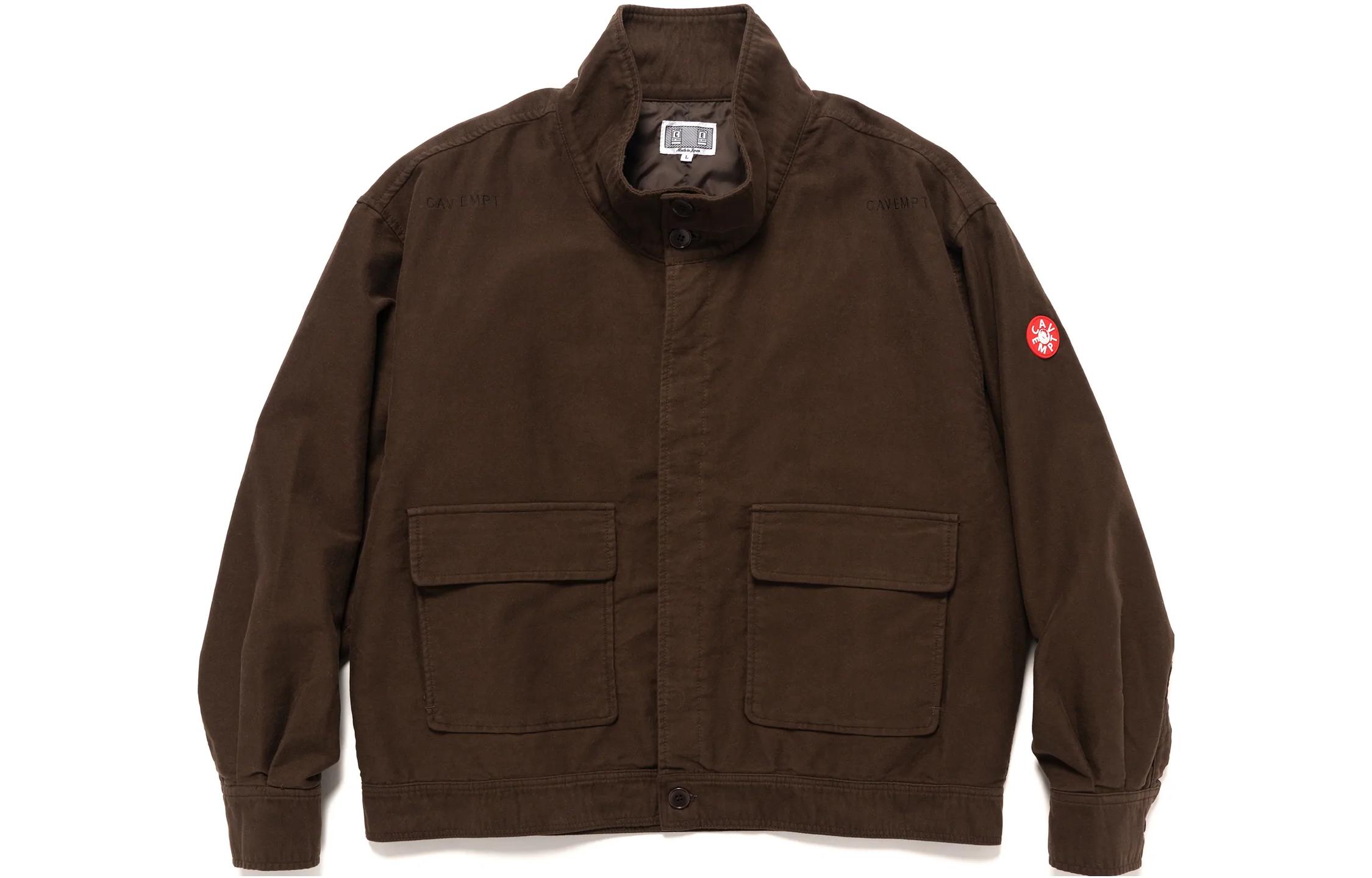 Cav Empt SS23 Brown High-Neck Jacket with Large Pockets Outerwear CES22JK08