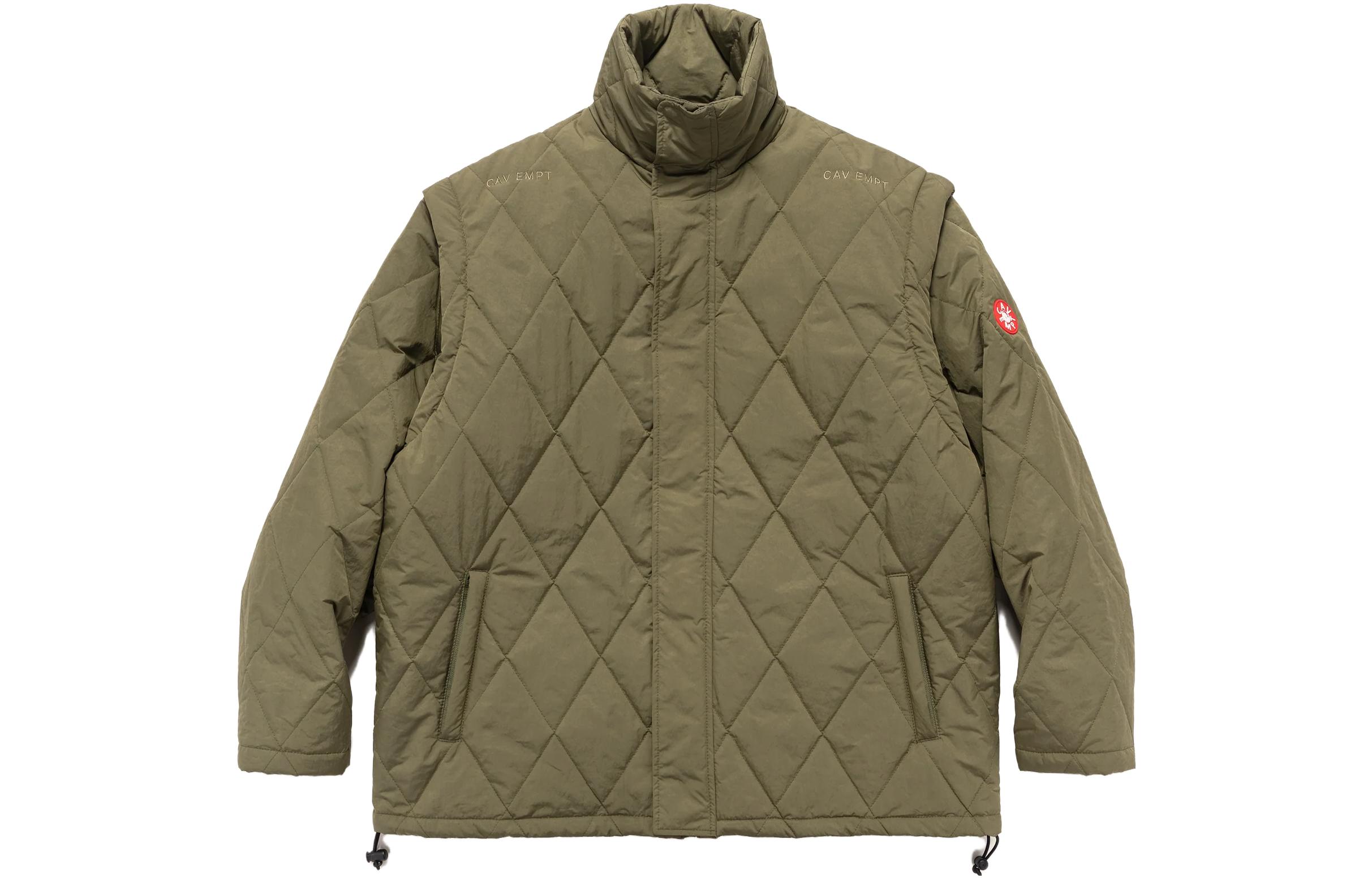 Cav Empt SS23 Detachable Collar Quilted Jacket Military Green - CES23JK03