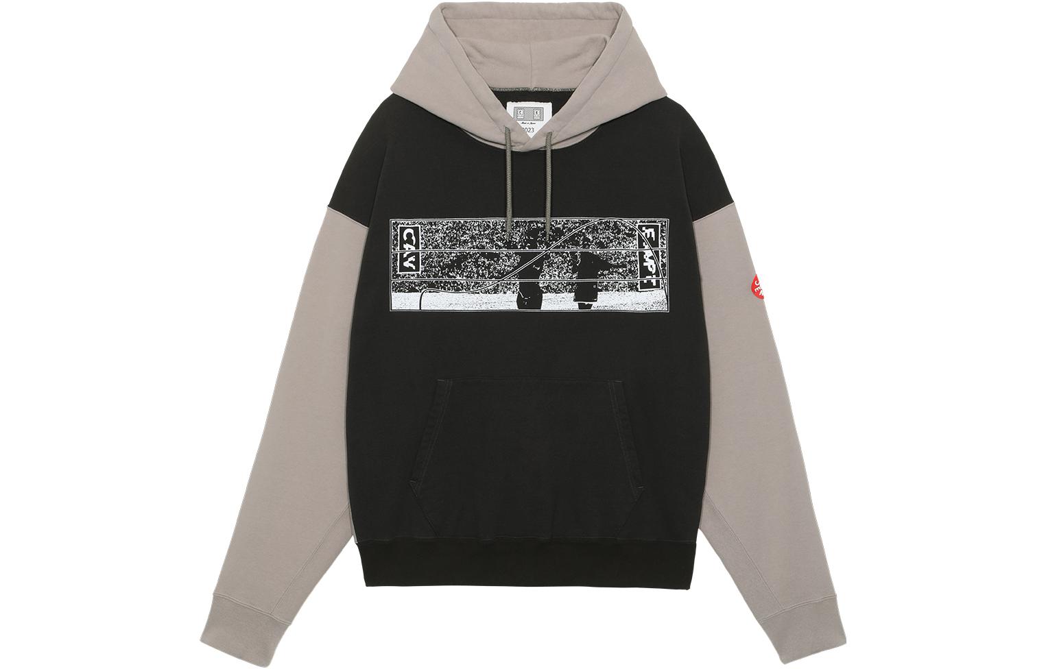Cav Empt SS23 Graphic Print Colorblock Hoodie Mocha CES23CS10