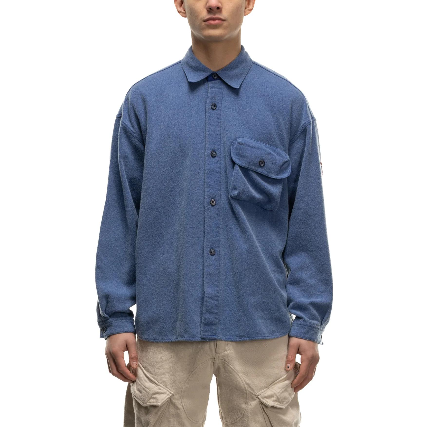 Shop Cav Empt SS23 남성용 네이비 긴팔 셔츠 가슴 포켓 포함. CES22SH02
