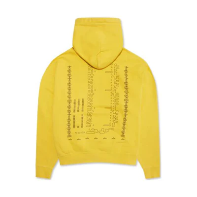 Cav Empt SS23 Yellow Loose Fit Hoodie with Back Letter & Geometric Print Unisex. CES23CS06SS