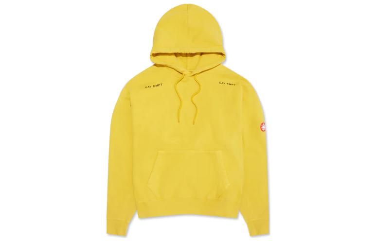 Lookbook Cav Empt SS23 黃色寬鬆版連帽衛衣 背面字母幾何印花 男女款。 CES23CS06SS