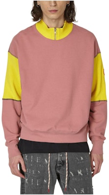Cav Empt SS24 Pink Patchwork Half-Turtleneck Pullover Sweatshirt. CES24CS16-001 Order Cav Empt SS24 Pink Patchwork Half-Turtleneck Pullover Sweatshirt. CES24CS16-001