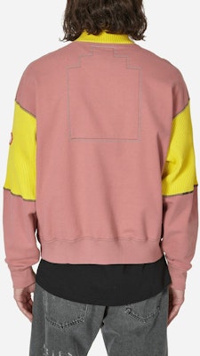 Cav Empt SS24 Pink Patchwork Half-Turtleneck Pullover Sweatshirt. CES24CS16-001 Shop Cav Empt SS24 Pink Patchwork Half-Turtleneck Pullover Sweatshirt. CES24CS16-001