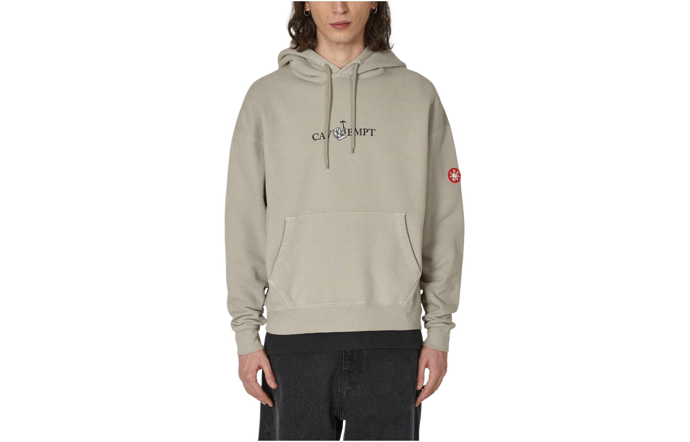 Cav Empt SS24 Grey Pullover Hoodie with Letter Print and Pocket CES24CS05-001