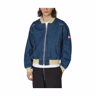 Cav Empt SS24 Indigo Baseball Collar Patchwork Zip Jacket CES24JK21-001