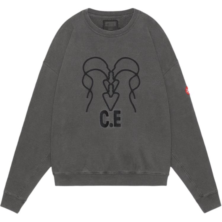 Cav Empt SS24 Letter Embroidery Print Crewneck Sweatshirt Black - A27500