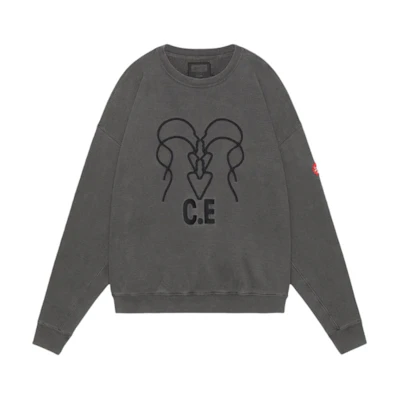 Cav Empt SS24 Letter Embroidery Print Crewneck Sweatshirt Black - A27500
