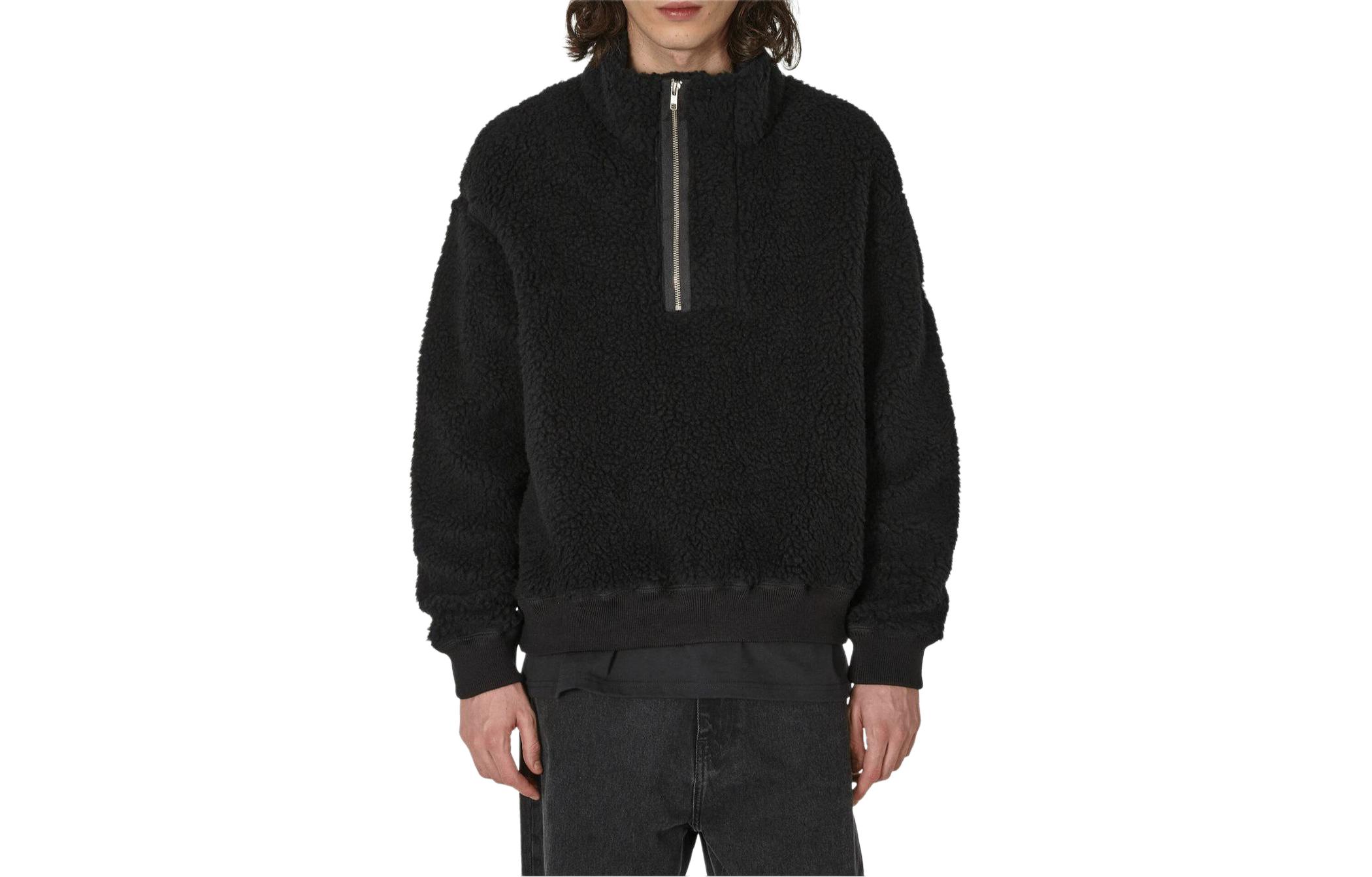 Cav Empt SS24 Python Fleece Mock Neck Oversized Sweatshirt Black CES24CS22-001