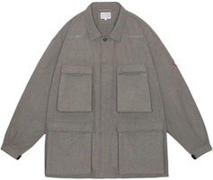 Cav Empt SS25 Multi-Pocket Logo Collared Long Sleeve Jacket Unisex Charcoal Gray. CES27JK13-CHAR Cav Empt SS25 Multi-Pocket Logo Collared Long Sleeve Jacket Unisex Charcoal Gray. CES27JK13-CHAR