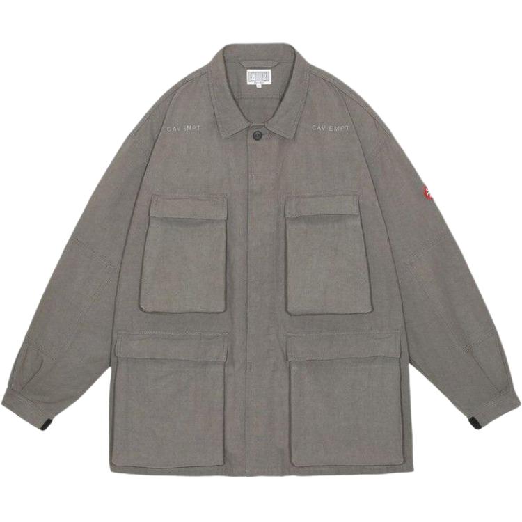 Order Cav Empt SS25多口袋标志长袖夹克 男士女士炭灰色. CES27JK13-CHAR