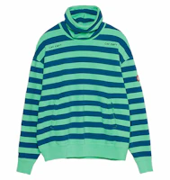 Cav Empt Striped Pullover Mock Neck Sweatshirt Unisex Green CES17CS09-001 Cav Empt Striped Pullover Mock Neck Sweatshirt Unisex Green CES17CS09-001