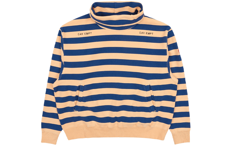 Cav Empt Striped Pullover Stand Collar Sweatshirt Orange Unisex CES17CS09-002