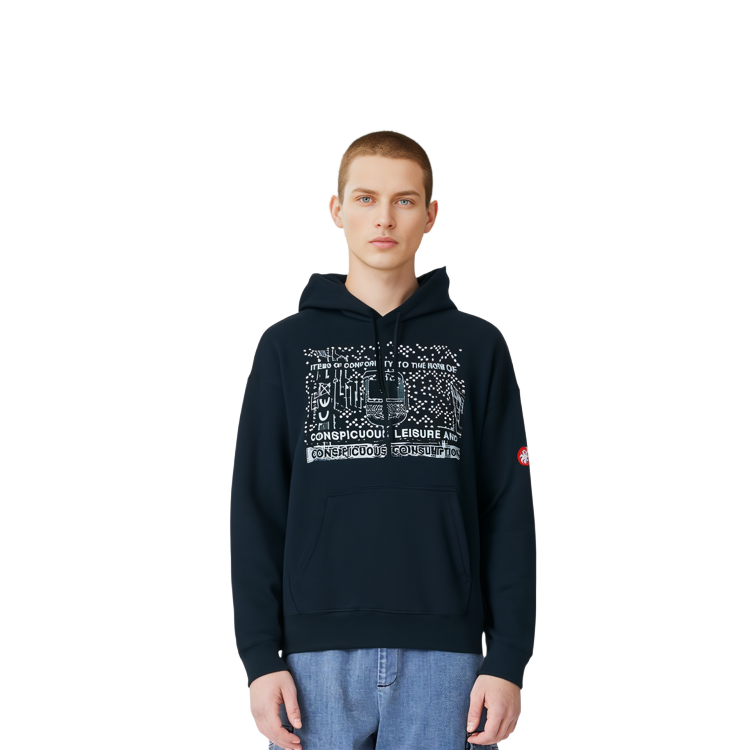 Sizing Cav Empt 男女同款黑色寬鬆套頭衛衣 CES18CS11
