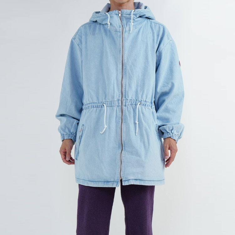 Shop 캡엠트 유니섹스 블루 데님 후드 재킷 웨이스트 스트랩. CES16JK18-01