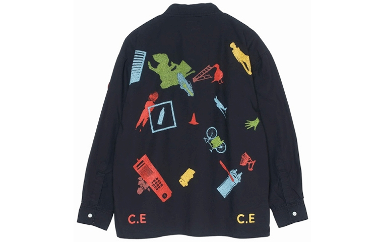 Lookbook Cav Empt 男女同款黑色长袖图案衬衫 CES16SH02