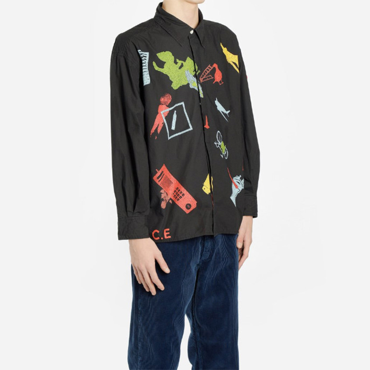 Details for Cav Empt 男女同款黑色长袖图案衬衫 CES16SH02