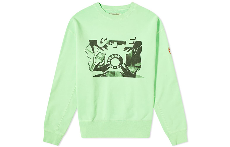Cav Empt Vintage Phone Crewneck Sweatshirt Green CES17CS07