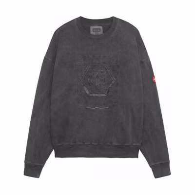 Cav Empt Vintage Washed Crewneck Long Sleeve Sweatshirt Gray CES21CS19