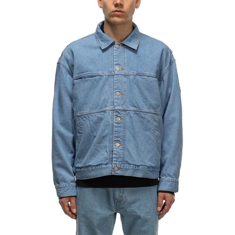 Shop Chaqueta de Denim Lavado Cav Empt con Bolsillo y Cuello para Hombre - Azul CES23JK19