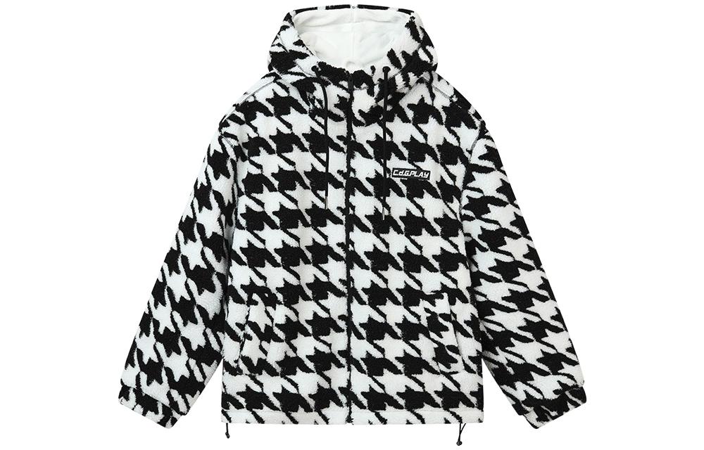 CDG Play All-Over Print Casual Hoodie Jacket Black White Checkered 13070231