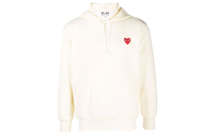 CDG Play Beige Hoodie with Logo. P1T174-3