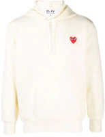 CDG Play Beige Hoodie with Logo. P1T174-3 CDG Play Beige Hoodie with Logo. P1T174-3