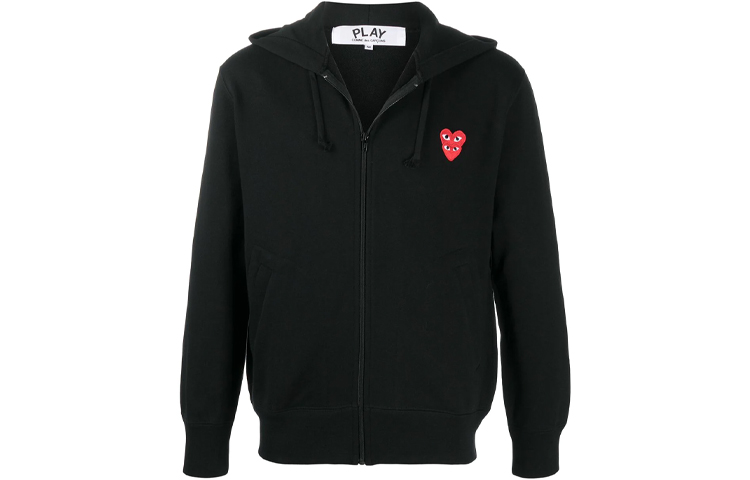 CDG Play Black Hoodie with Heart Embroidery for Men P1T294-1
