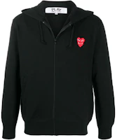 CDG Play Black Hoodie with Heart Embroidery for Men P1T294-1 CDG Play Black Hoodie with Heart Embroidery for Men P1T294-1