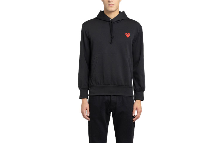 CDG Play Black Hoodie with Red Heart Logo Casualwear. P1T174-1