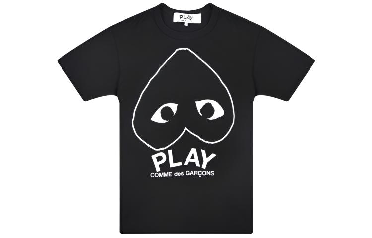 CDG Play Black T-Shirt with Double-Lined Inverted Heart Design AZ-T114-051-1