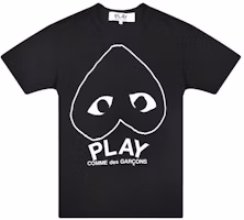 CDG Play Black T-Shirt with Double-Lined Inverted Heart Design AZ-T114-051-1 CDG Play Black T-Shirt with Double-Lined Inverted Heart Design AZ-T114-051-1