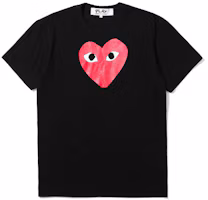 CDG Play Black Tee with Large Red Heart Logo for Men AZ-T112-051-1 CDG Play Black Tee with Large Red Heart Logo for Men AZ-T112-051-1