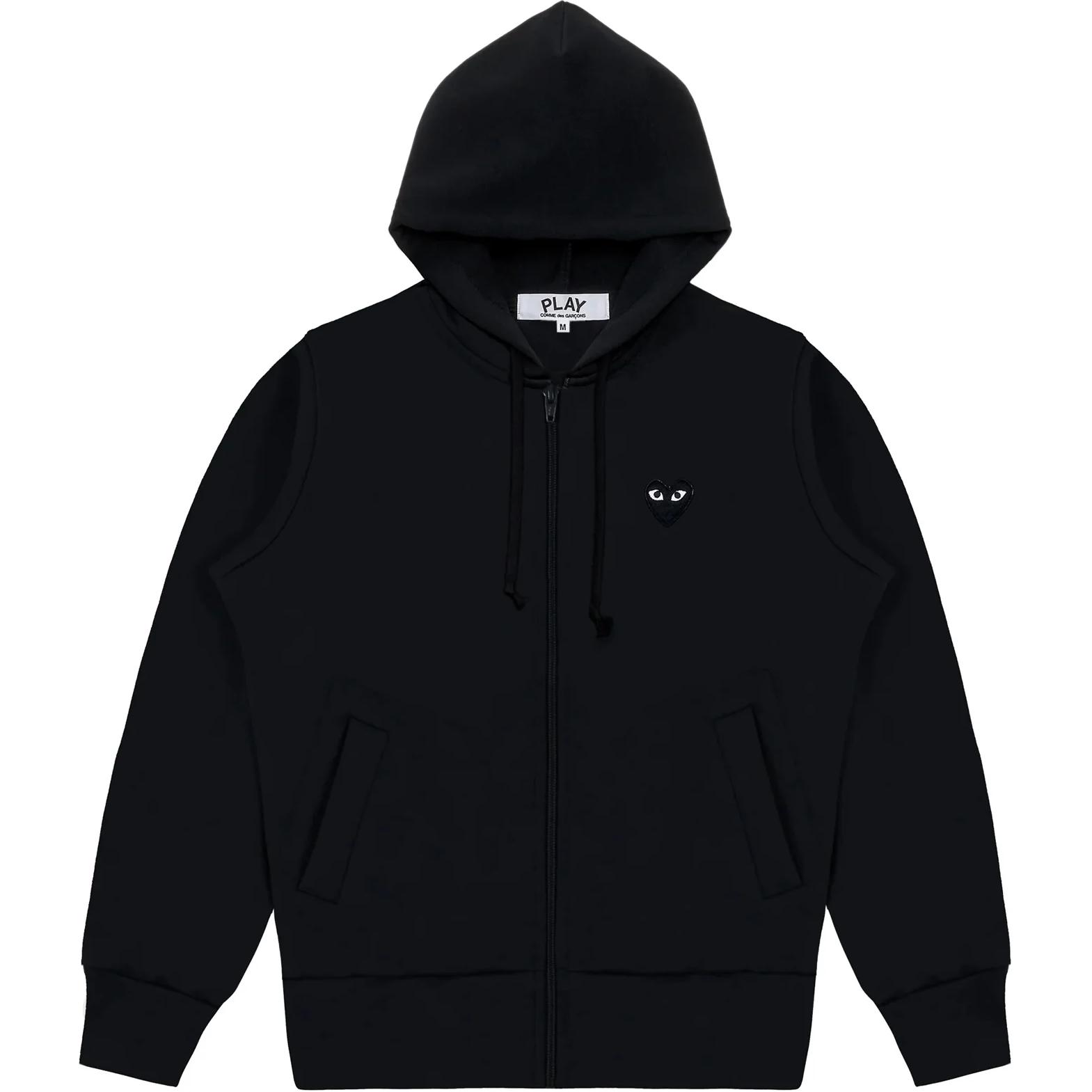 CDG Play Black Zip Hoodie with Logo AX-T254-051-1