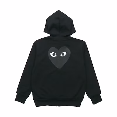 CDG Play CDG Black Heart Logo Zip Hoodie Jacket Black Mens. AZ-T254-051-1