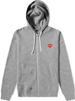 CDG Play Embroidered Zip Hoodie Gray. P1-T326 CDG Play Embroidered Zip Hoodie Gray. P1-T326