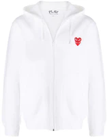 CDG Play FW21 Heart Patch Zip-Up Hoodie White P1-T294-2 CDG Play FW21 Heart Patch Zip-Up Hoodie White P1-T294-2