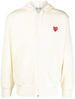 CDG Play FW22 Beige Hoodie with Heart Embroidery Logo for Men. P1-T172-IVORY CDG Play FW22 Beige Hoodie with Heart Embroidery Logo for Men. P1-T172-IVORY